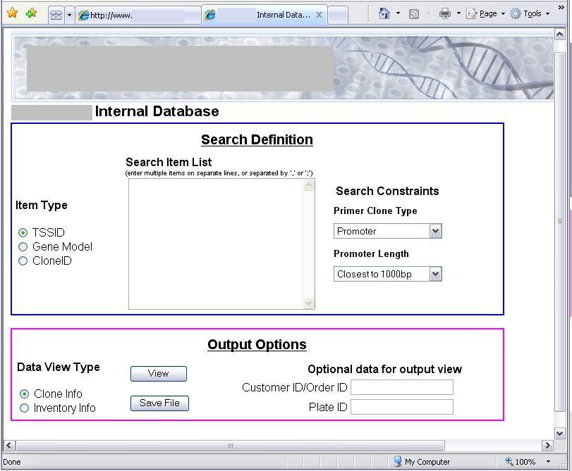 web-based database query page